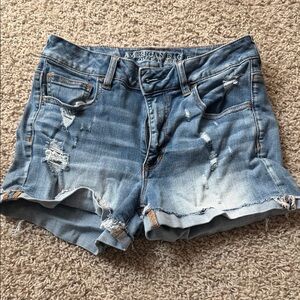 American Eagle Outfitters Distressed Light Blue Jean Shorts